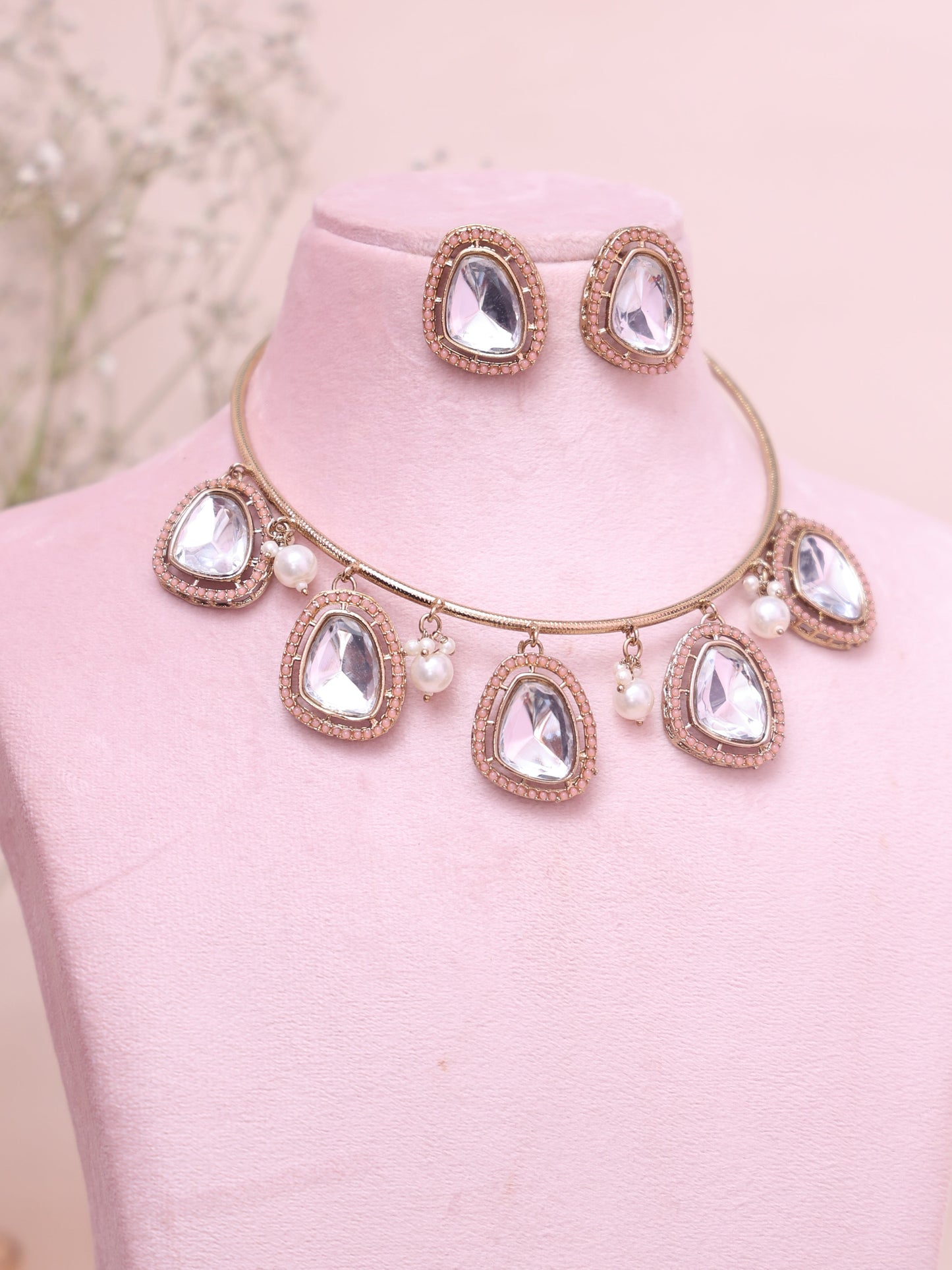 Peach Kajri Hasli Necklace Set