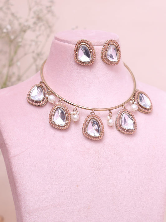 Peach Kajri Hasli Necklace Set