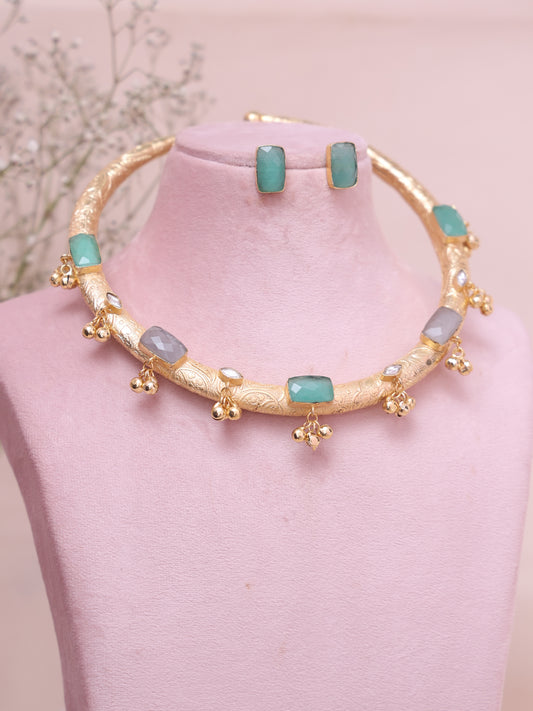 Pastel Queen Ghungroo Hasli Necklace Set