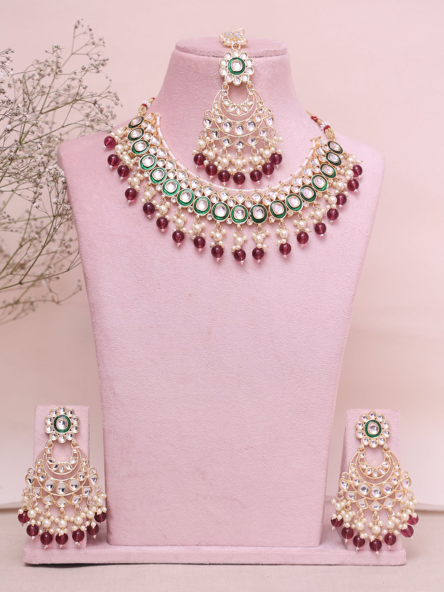 Red & Green Udita Necklace Set