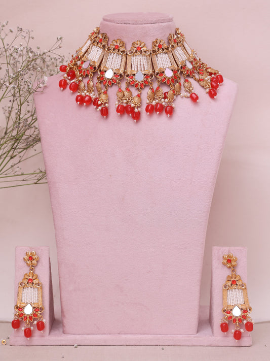 Red Aanchal Necklace Set