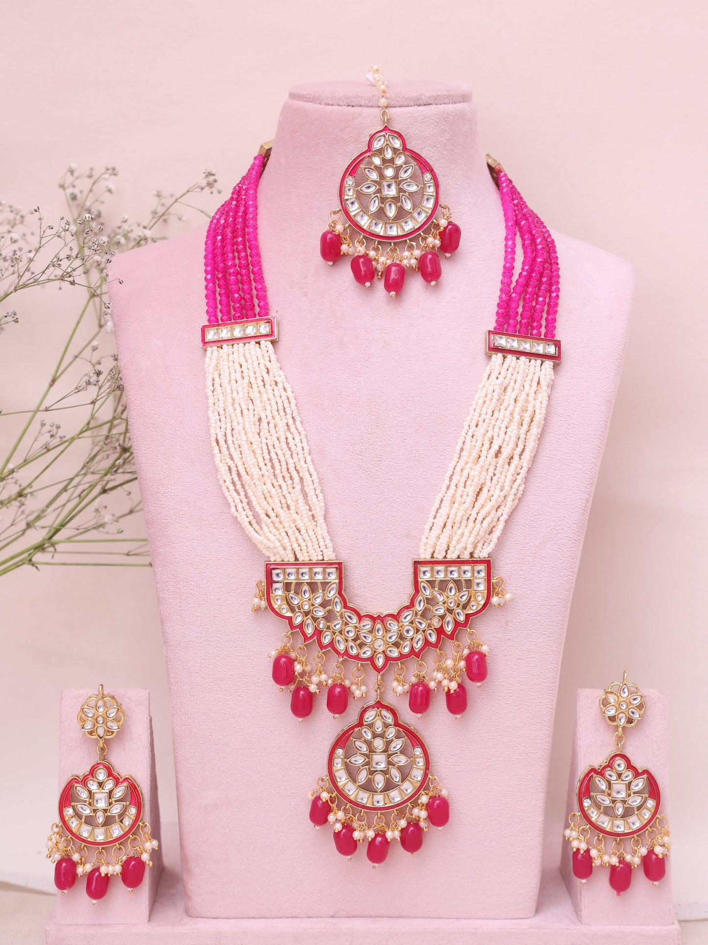 Pink Bahumathi Necklace Set