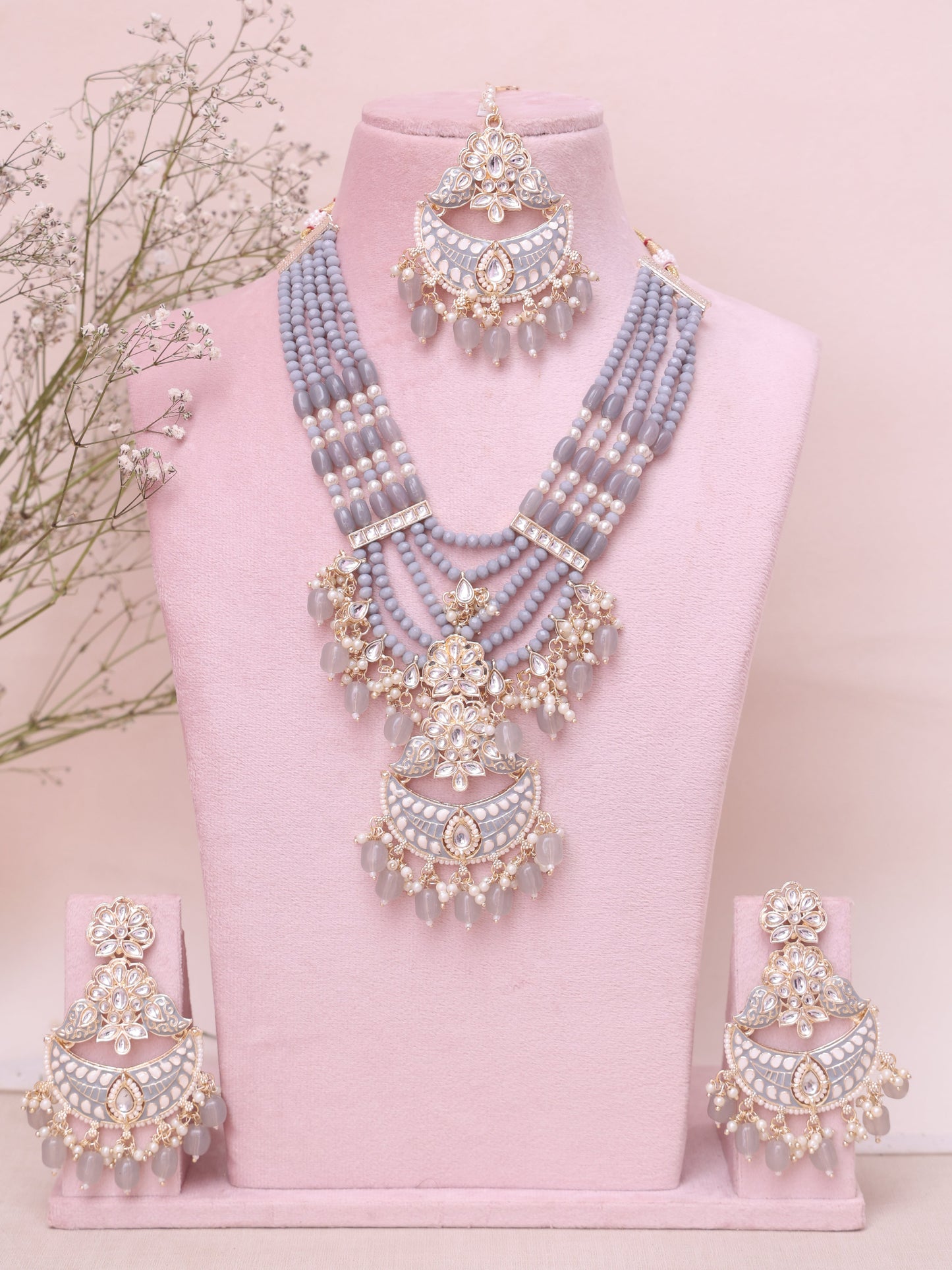 Grey Ekabhakti Necklace Set