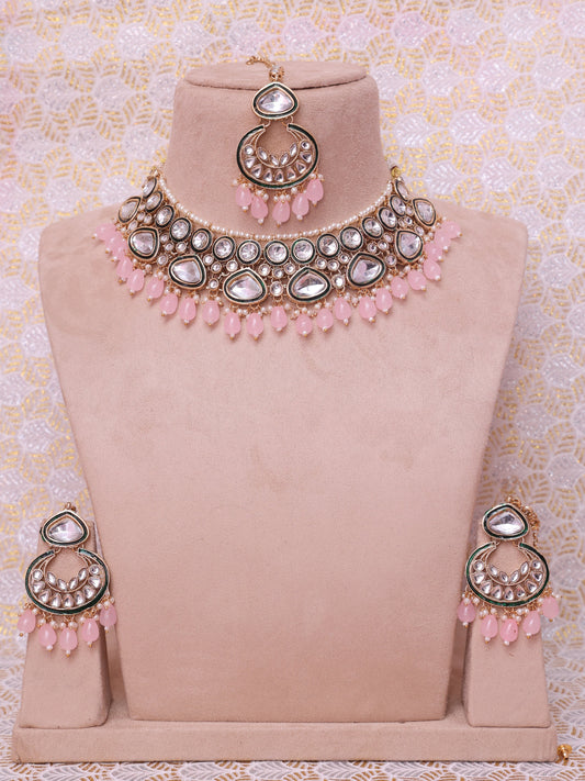 Baby Pink Madhumika Necklace Set