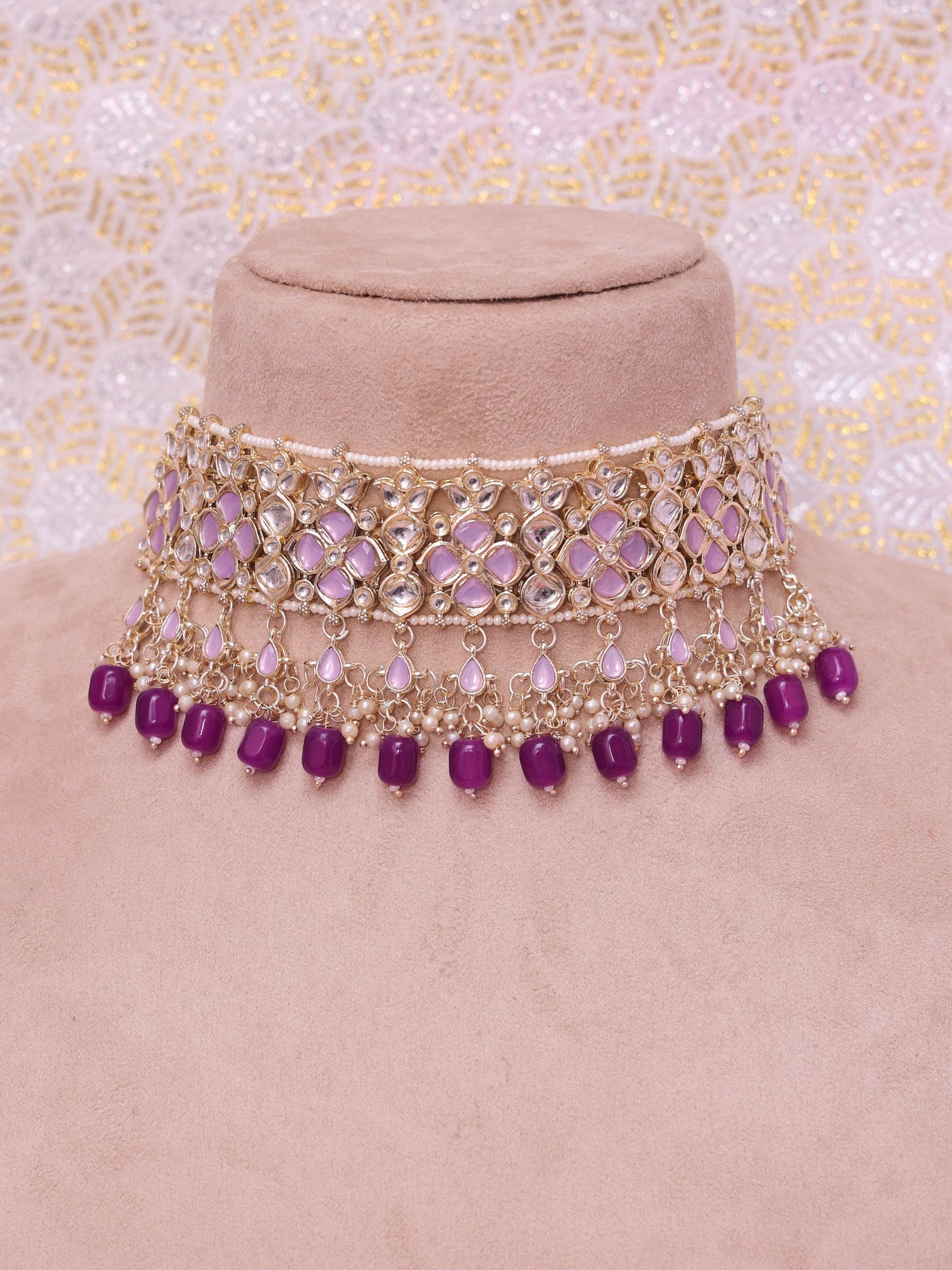 Purple Rajadhika Necklace Set