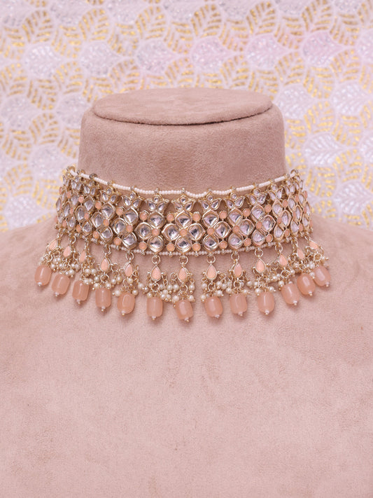 Peach Rajadhika Necklace Set