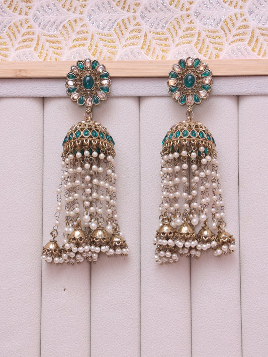 Green Vaishnavi Jhumkis