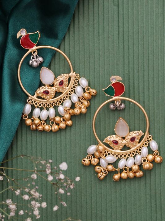 White Bahulika Premium Brass Earrings