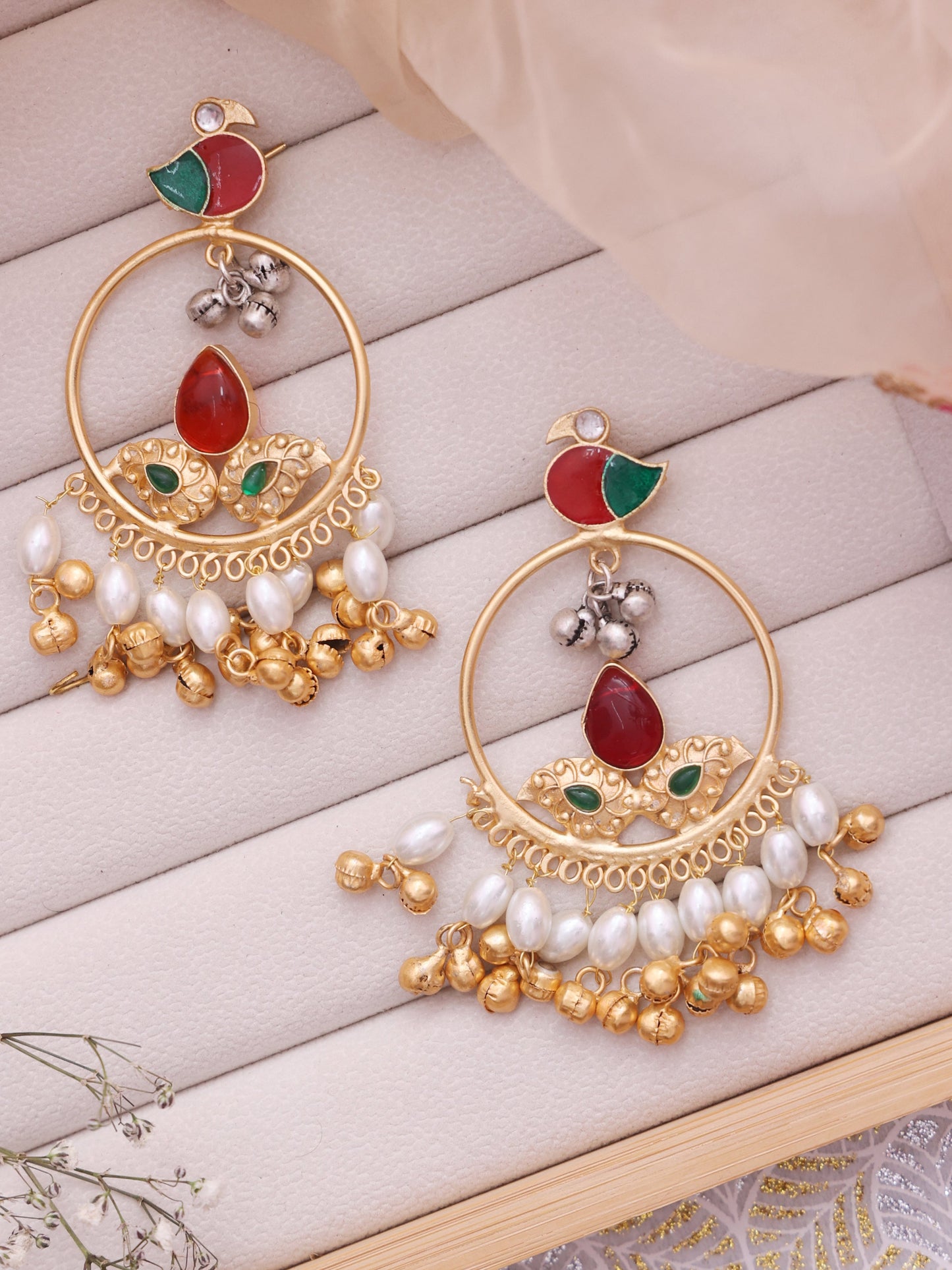 Red Bahulika Premium Brass Earrings