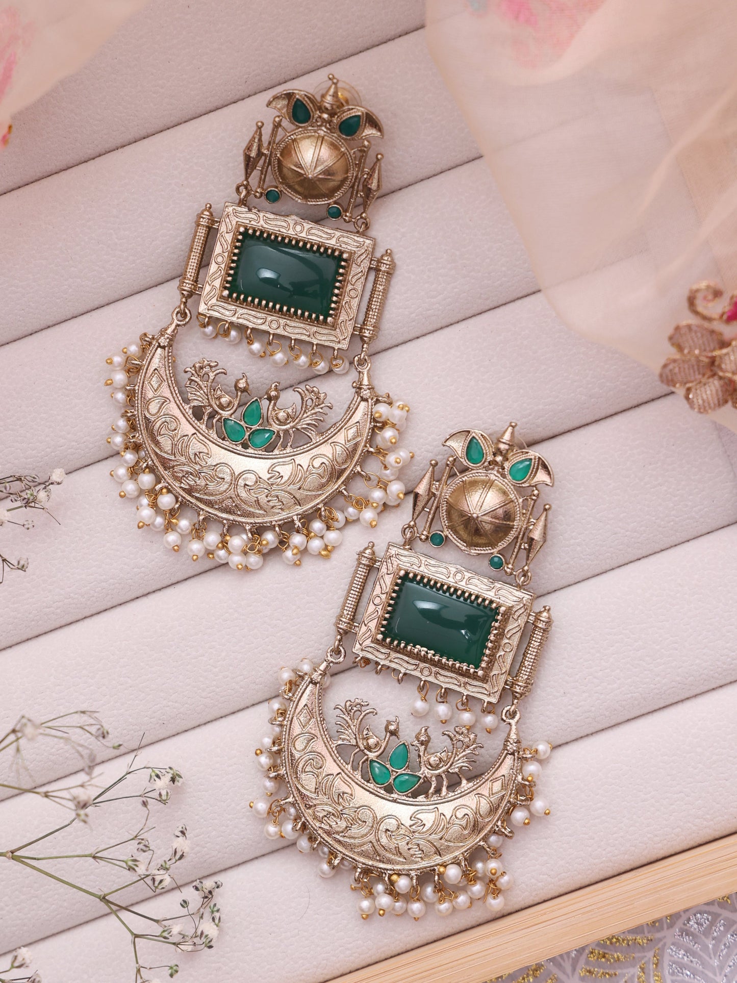 Emerald Yamrutha Premium Brass Earrings