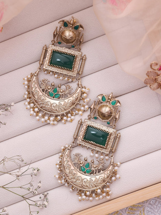 Emerald Yamrutha Premium Brass Earrings