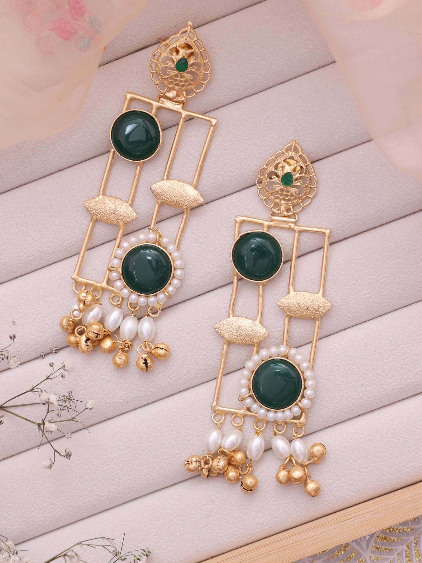 Emerald Eiravathi Premium Brass Earrings