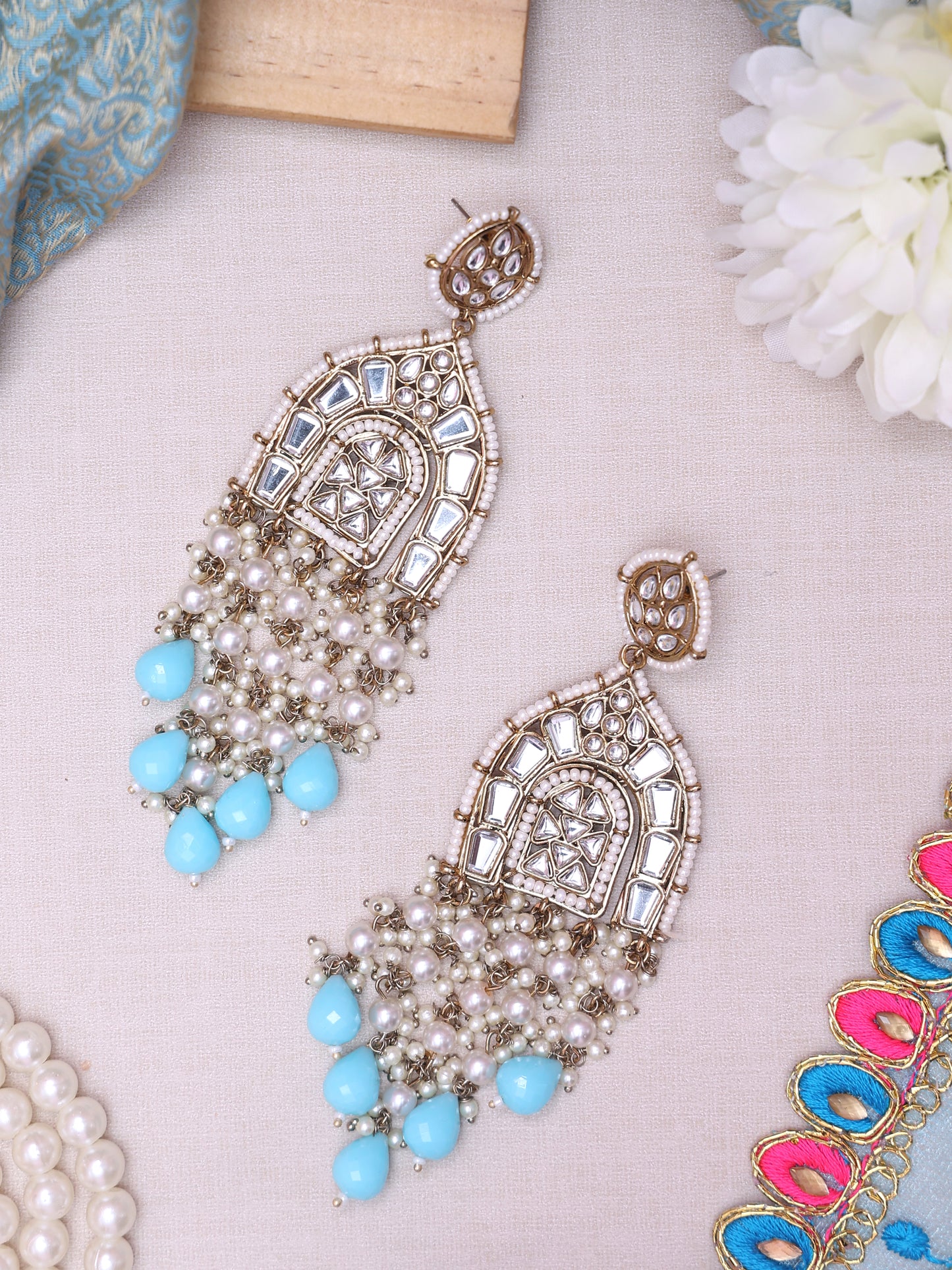 Turquoise Faalguni Designer Earrings