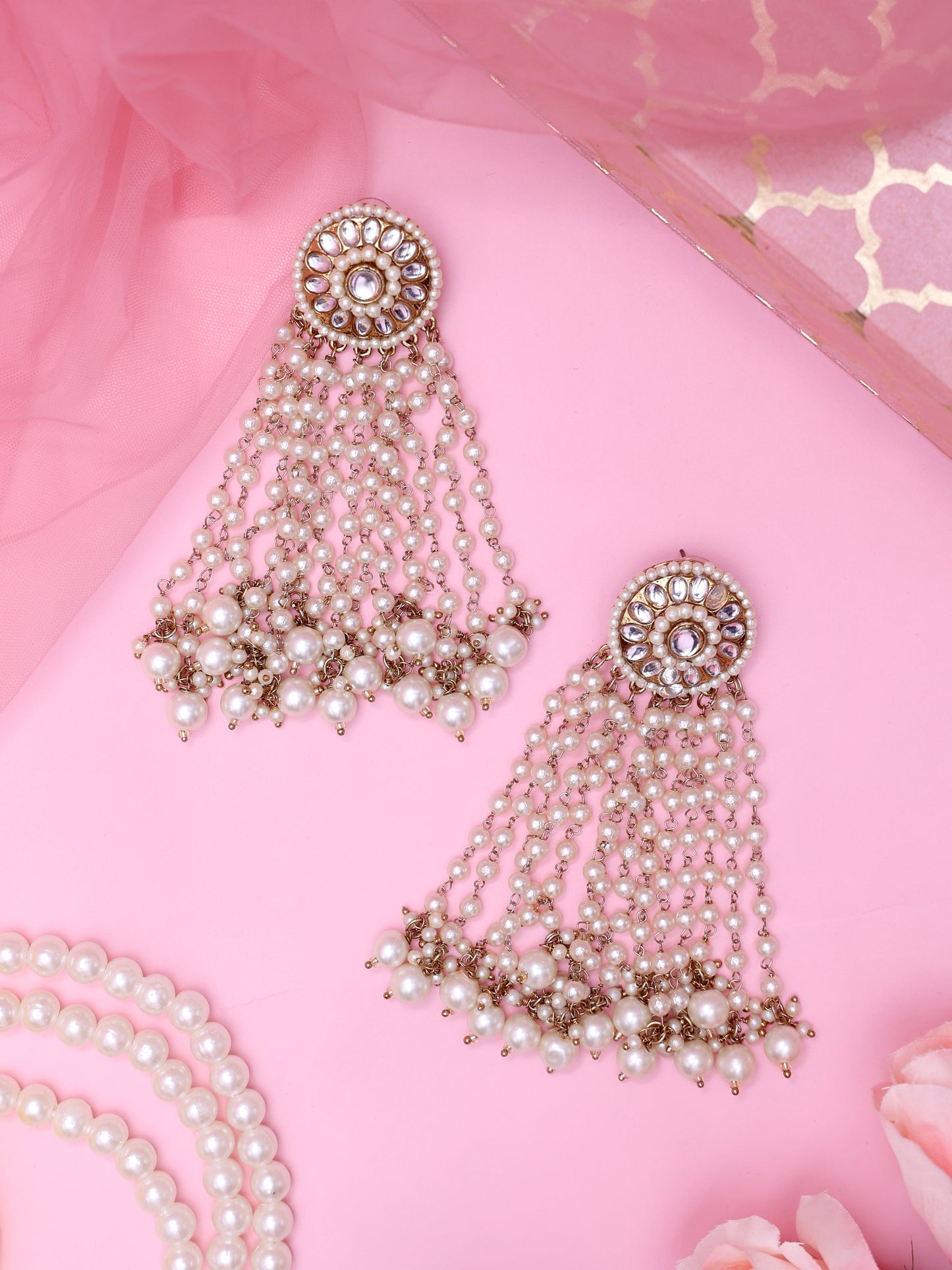 White Heera Designer Earrings