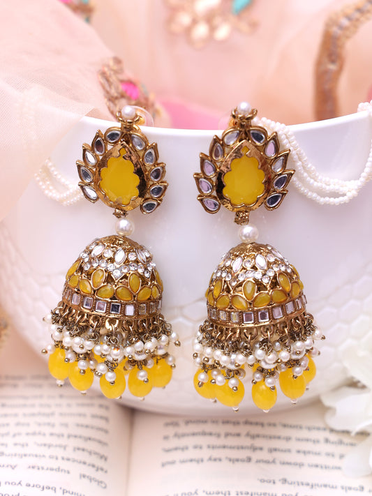 Yellow Mysa Jhumkis