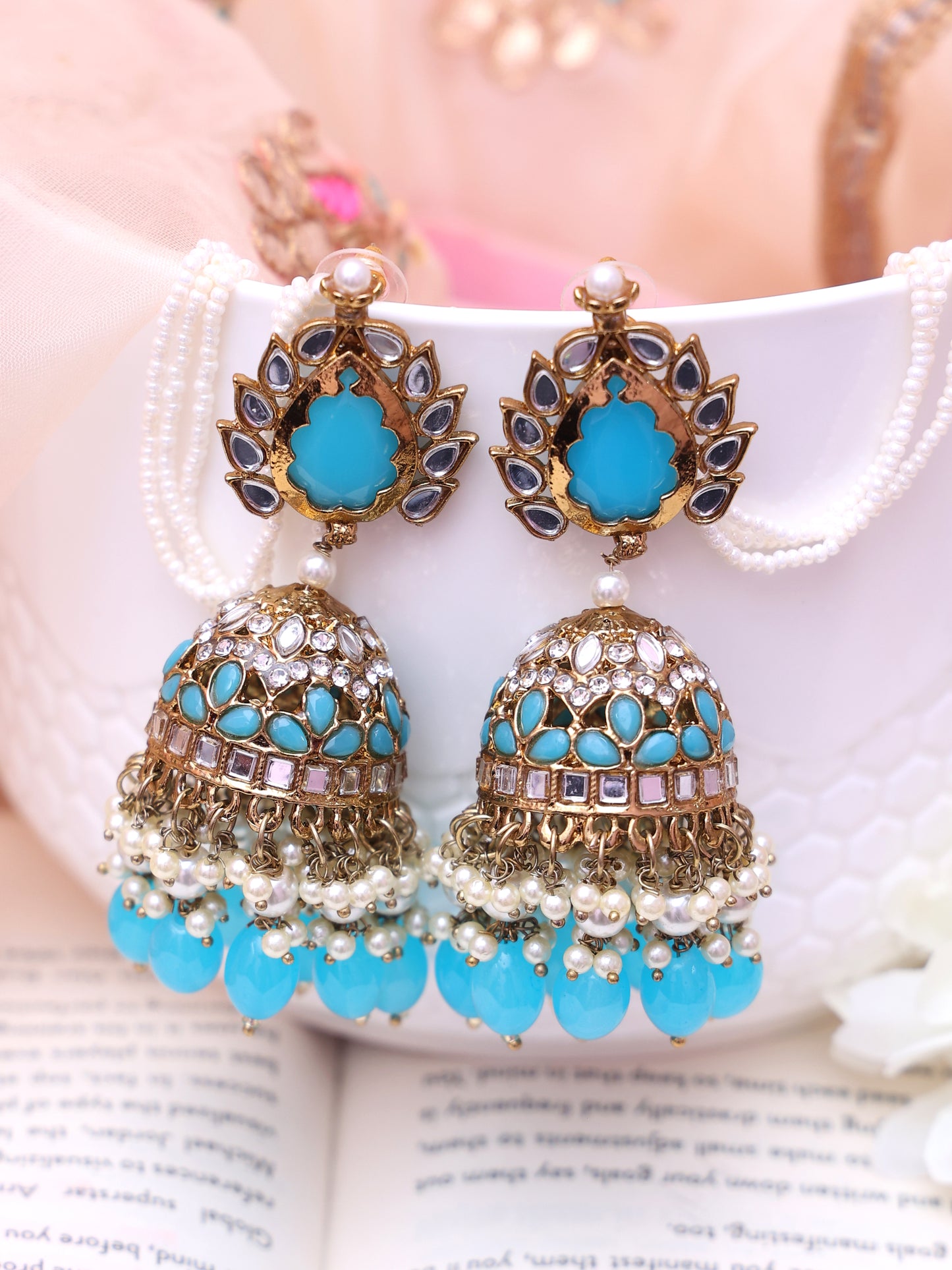 Turquoise Mysa Jhumkis