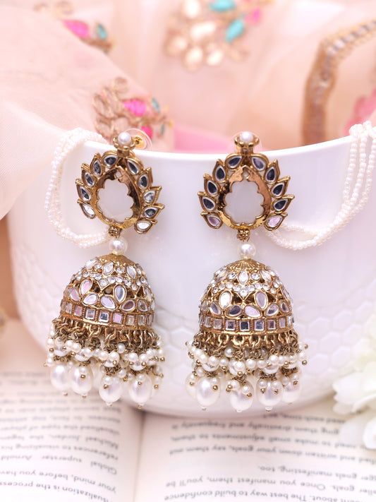 White Mysa Jhumkis