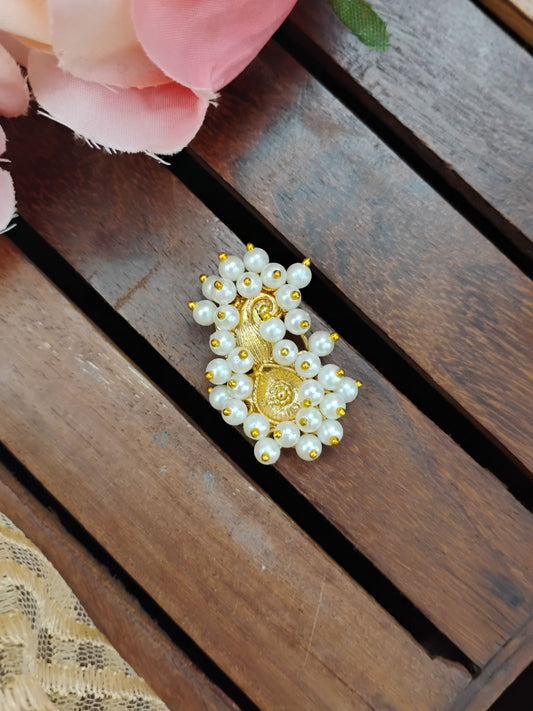 White Tanuja Traditional Pearl Nose Pin