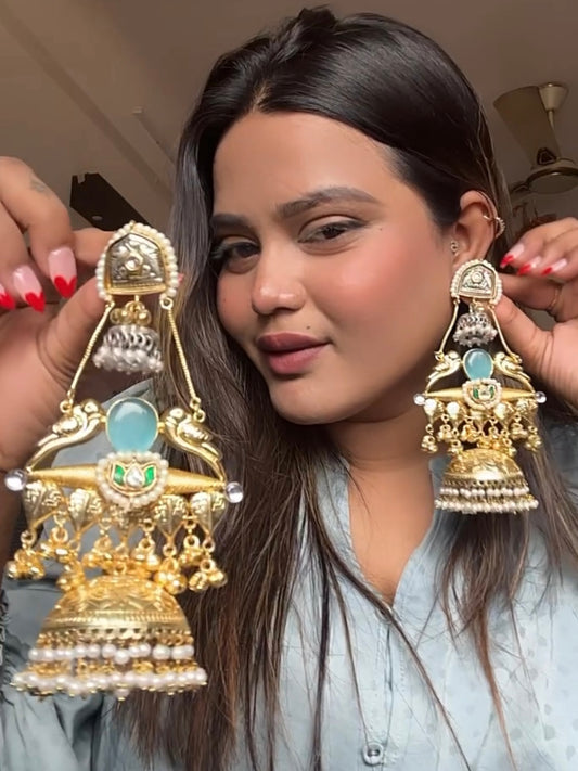 Turquoise Yaksha Premium Brass Earrings