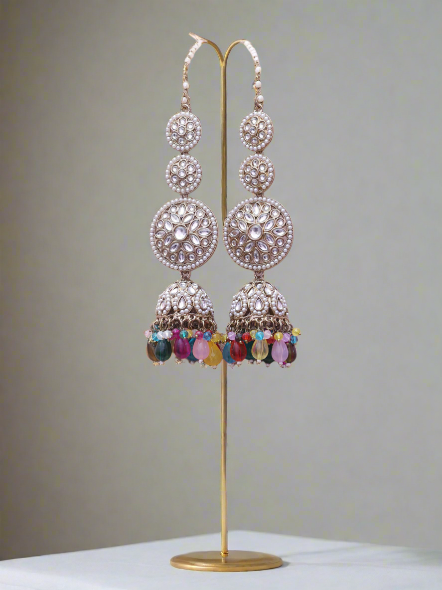 Multicolor Mehtab Jhumkis