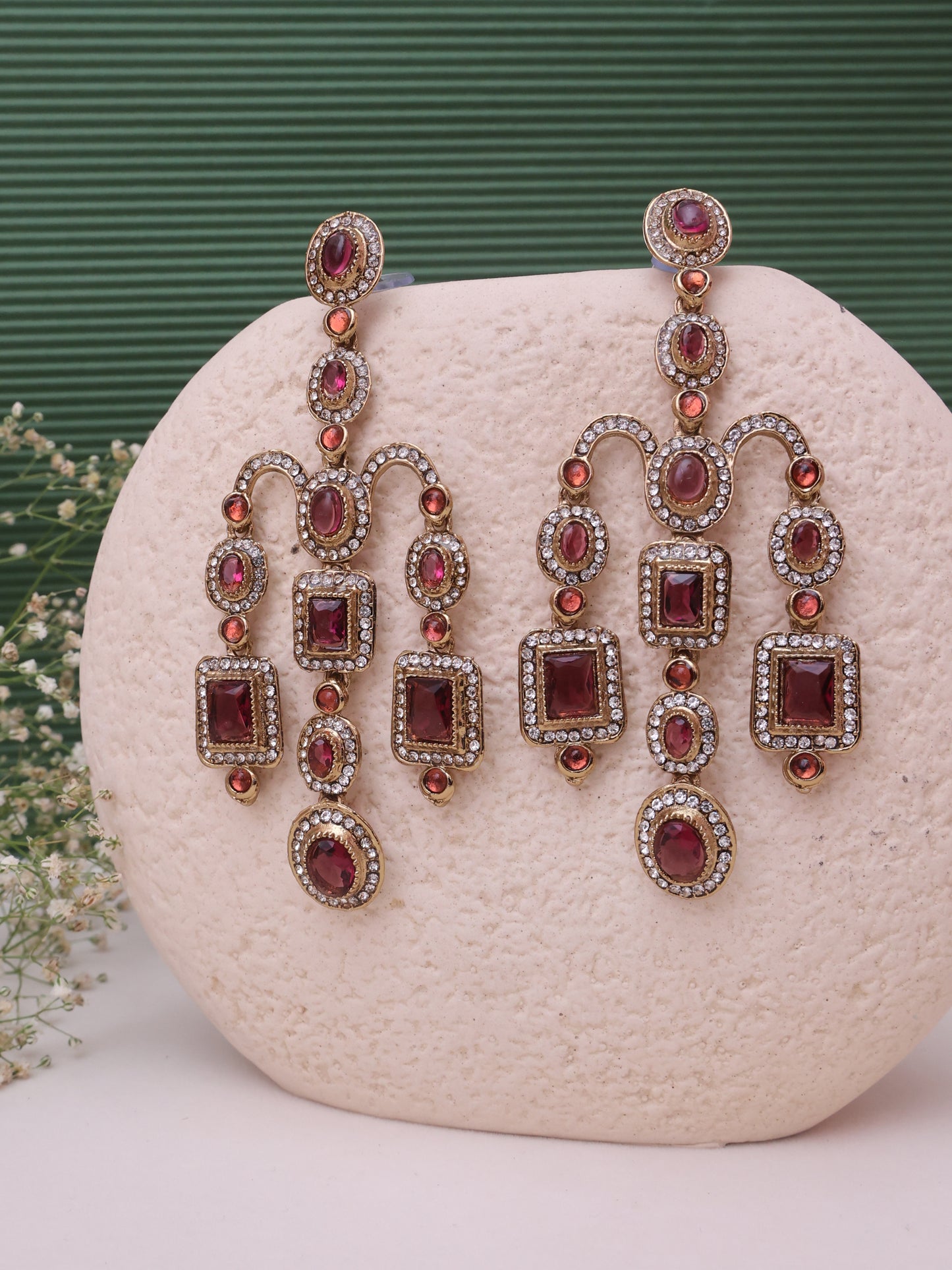 Wine Deepika Designer Earrings