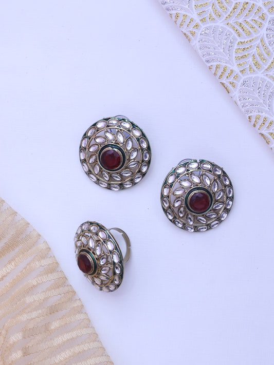 Deepu Stud Earrings With Ring Set