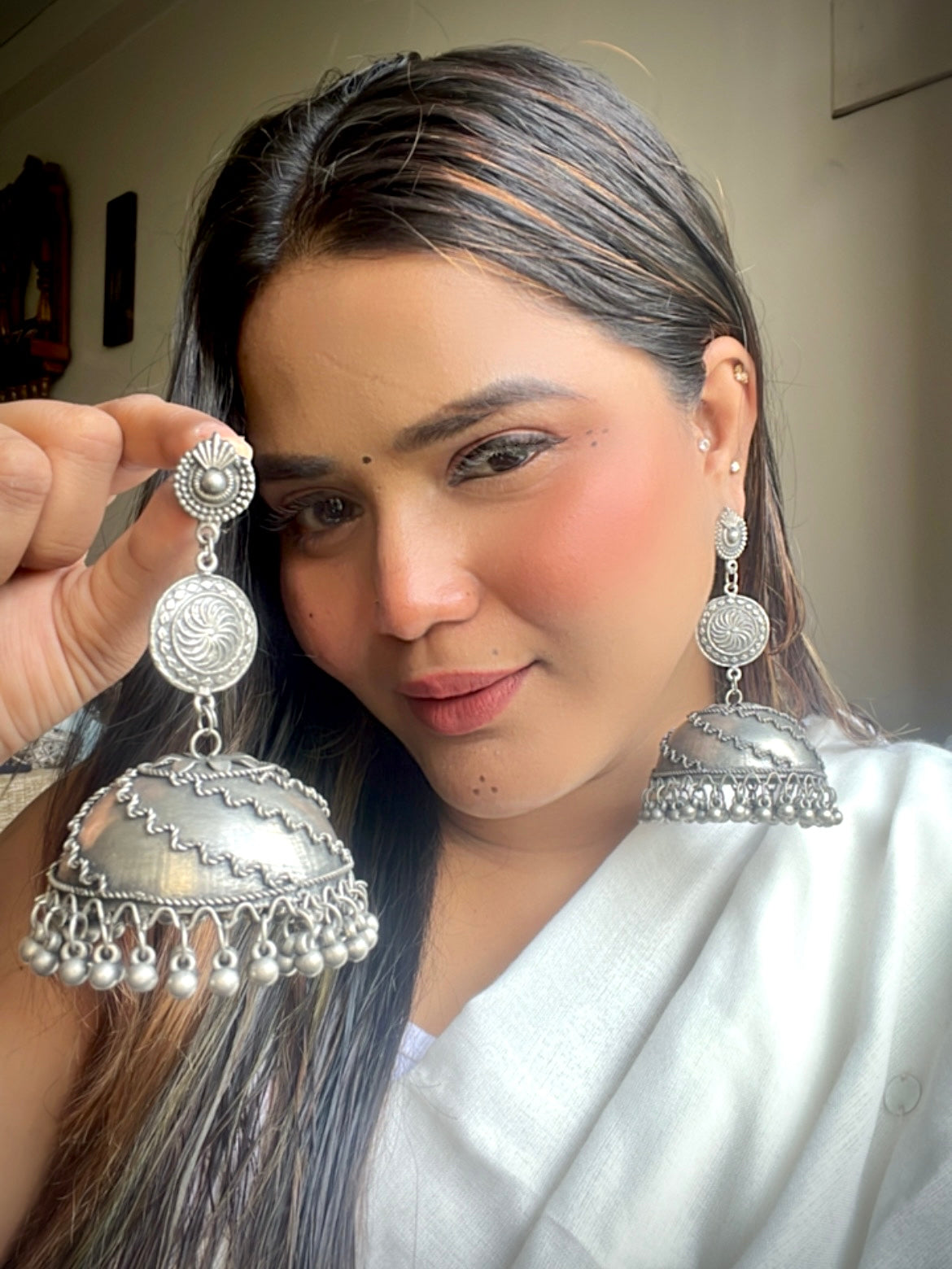 Juhi Oxidised Statement Jhumkis