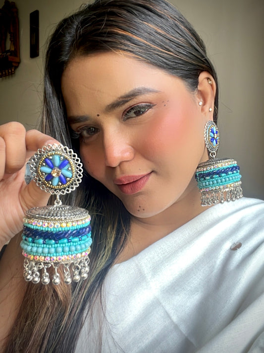 Turquoise Shivu Statement Jhumkis