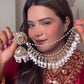 White Zareena Sahara Jhumkis with Tika