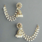 White Kuntish Jhumkis with Sahara (Earchain)