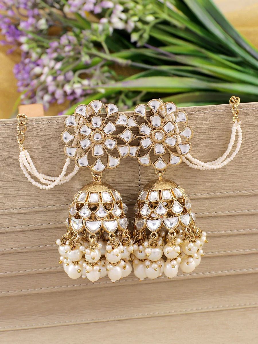 White Pitrika Designer Earrings