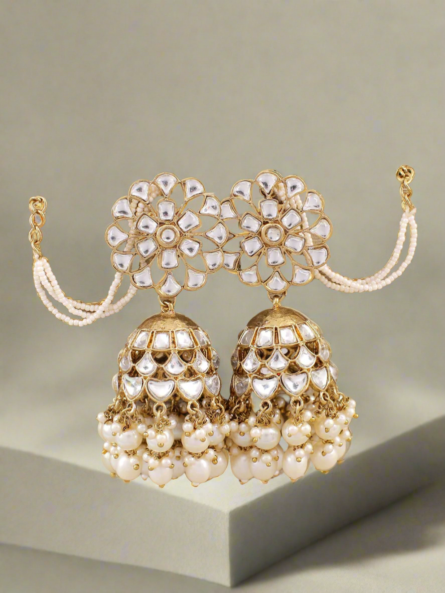 White Pitrika Designer Earrings