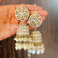 White Vidya Jhumkis with Tikka