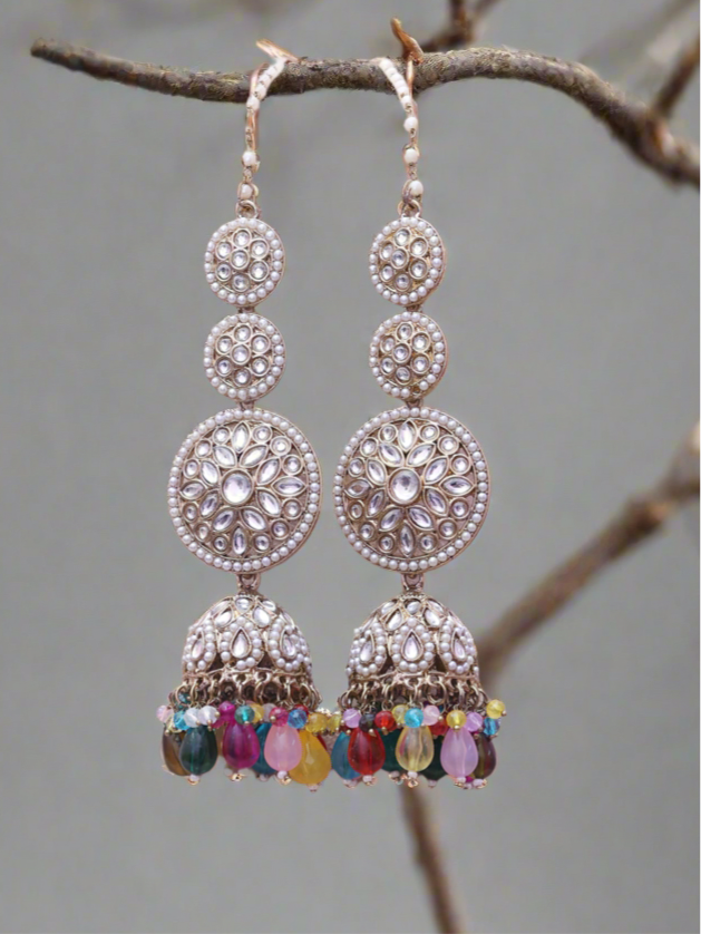 Multicolor Mehtab Jhumkis