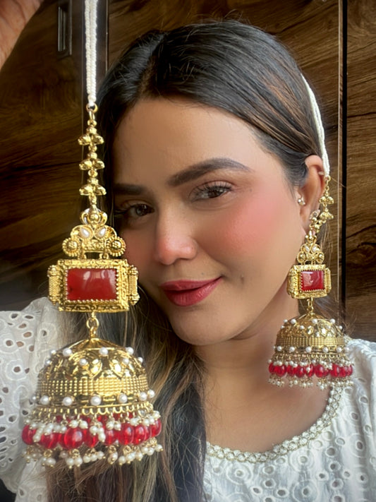 Red Sukhi Statement Jhumkis