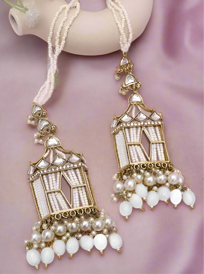 White Rajasthani Jharoka Jhumkis