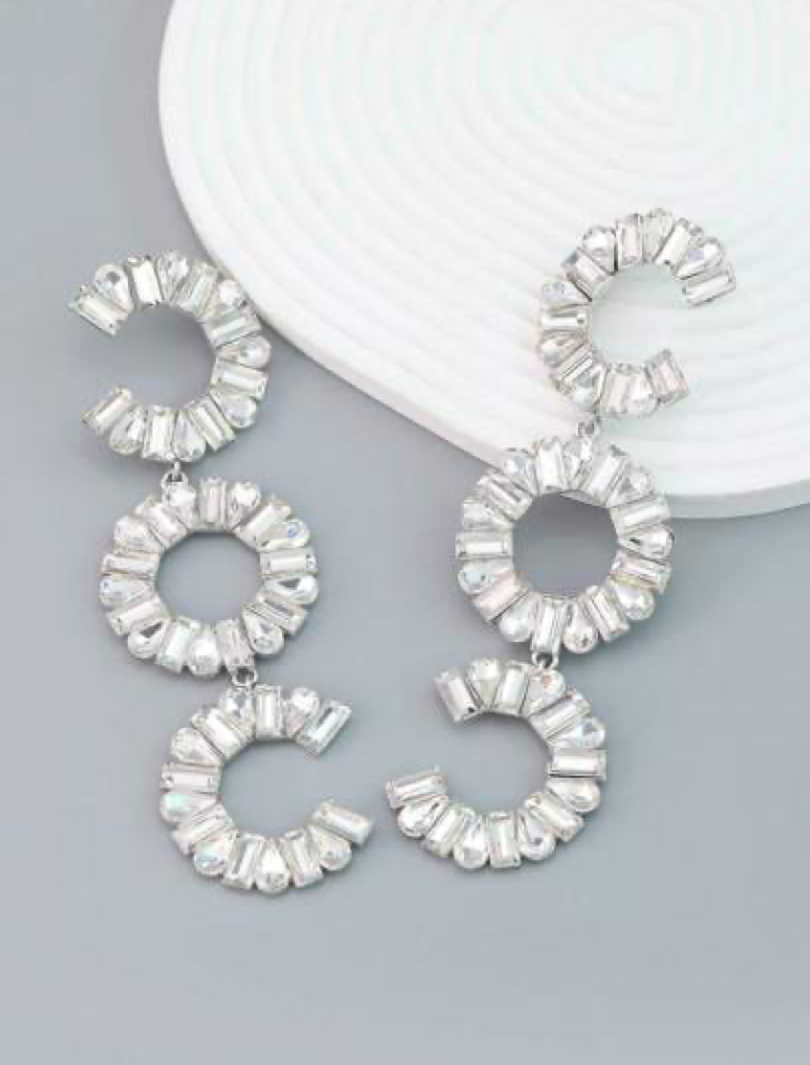 Silver New Deepika Western Crystal Earrings