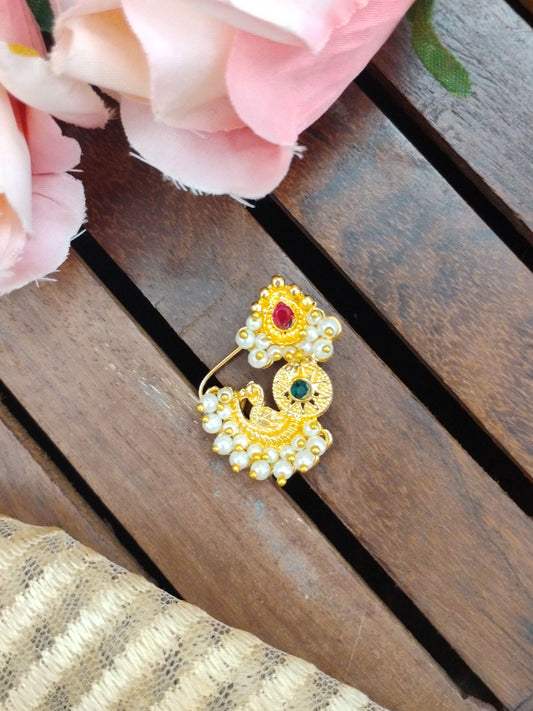 Manasvi Traditional Pearl Nose Pin