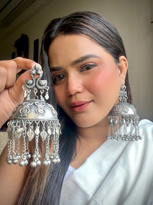 Jignisha Oxidised Statement Jhumkis