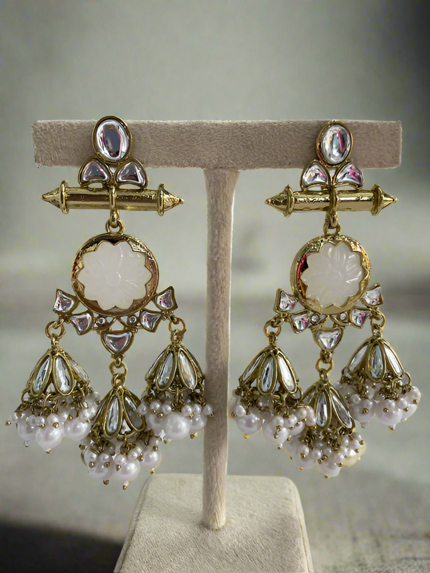 White Vabna Jhumkis