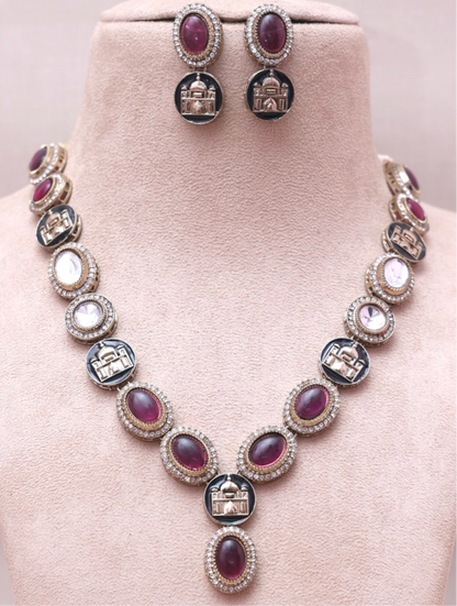 Purple Taj Designer Necklace Set