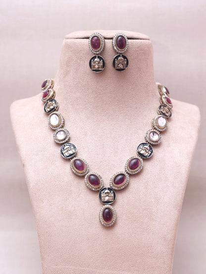 Purple Taj Designer Necklace Set