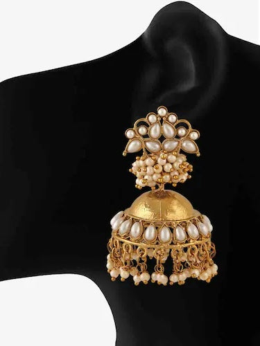 White Hastha Jhumkis