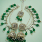 Green Sabita Jhumkis with Tika