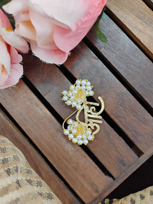 Golden Traditional Pearl Nose Pin