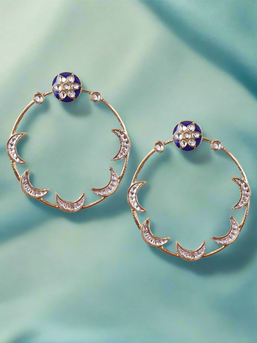 Dark Blue Chandsiya Designer Earrings