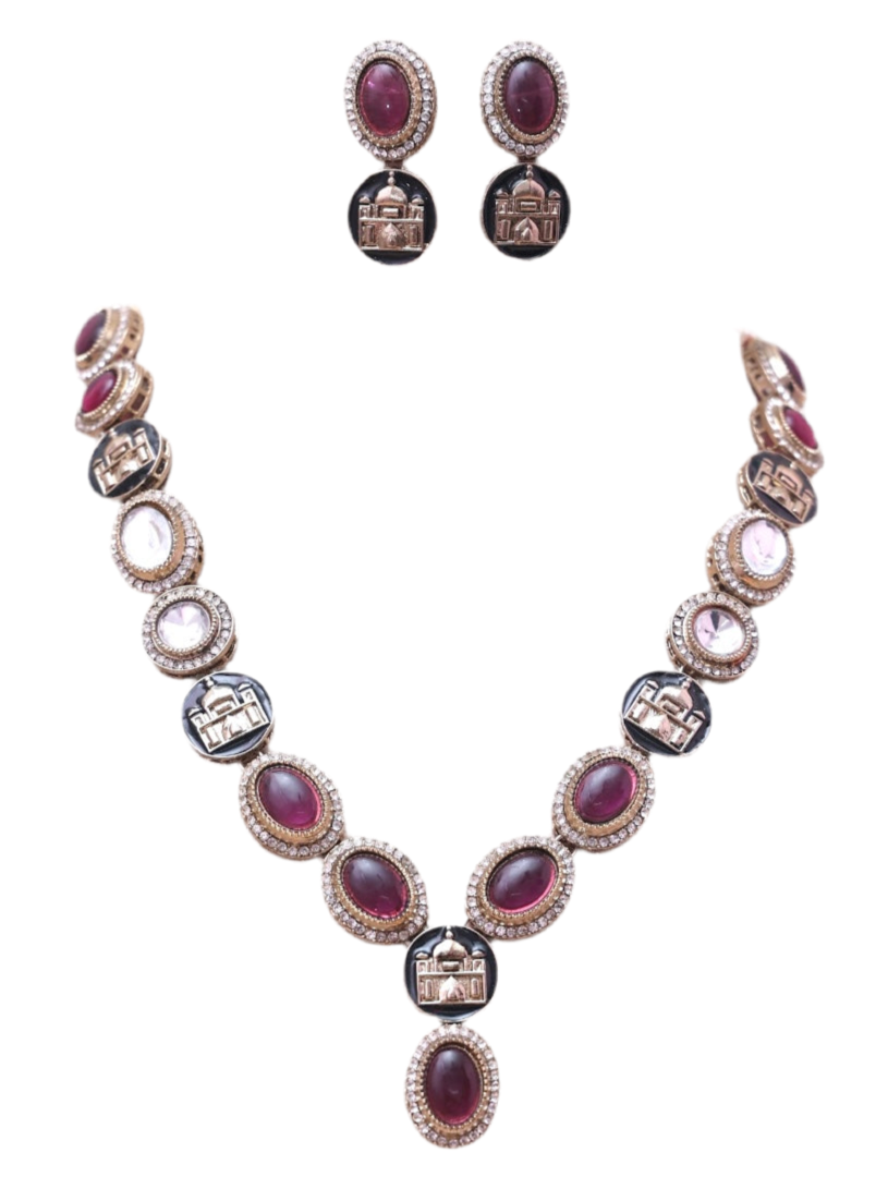 Purple Taj Designer Necklace Set