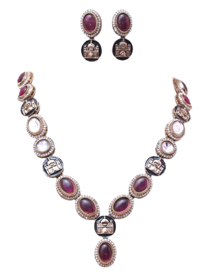 Purple Taj Designer Necklace Set