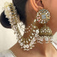 White Zareena Sahara Jhumkis with Tika