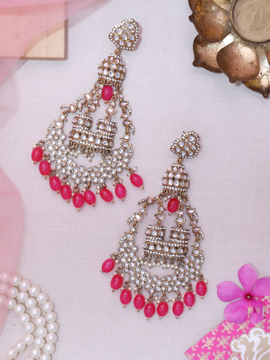 Hot Pink Qutub Chandbalis